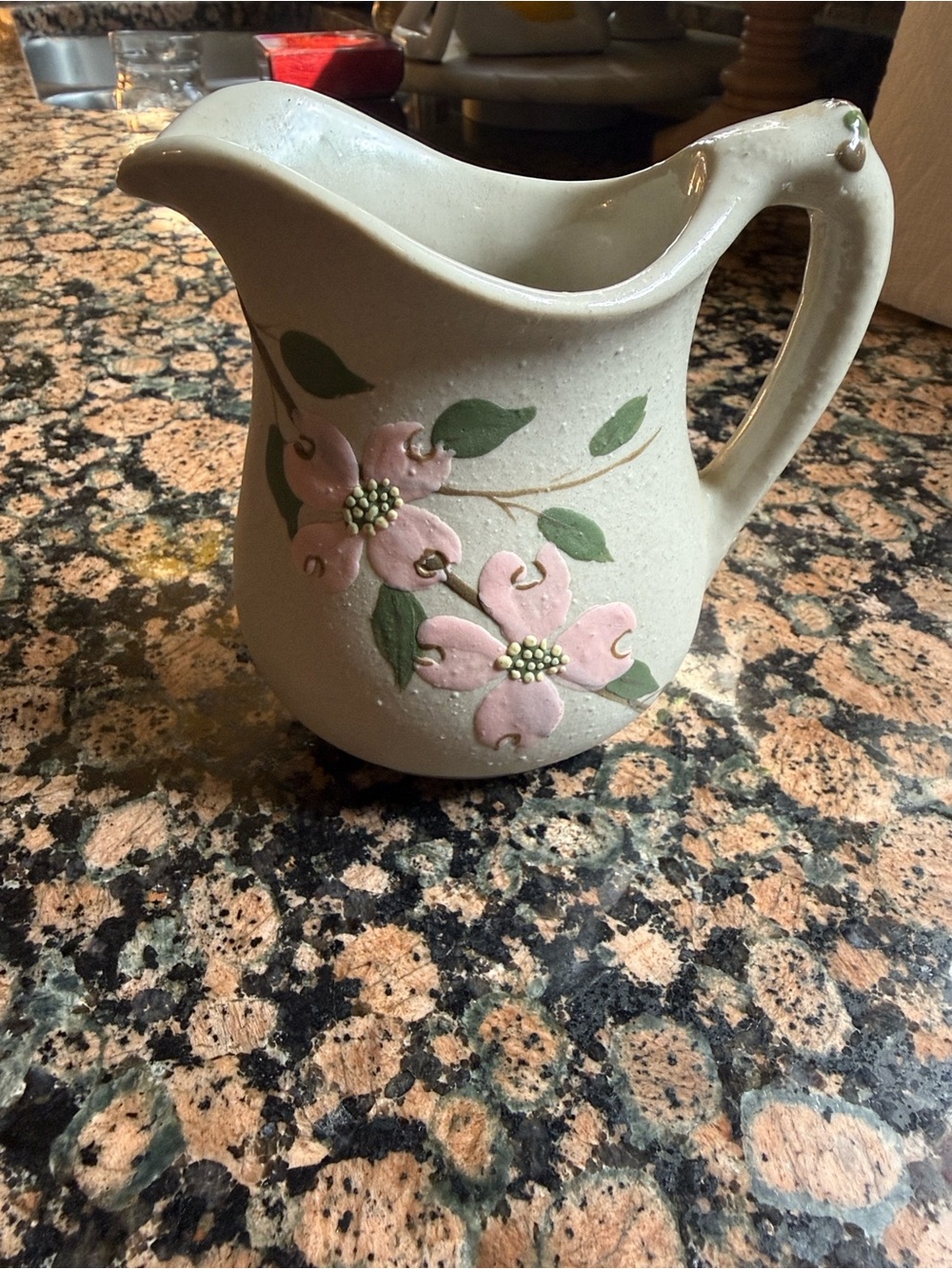 Handcrafted Ceramic Pink Floral Pitcher - Neutral Cream Base